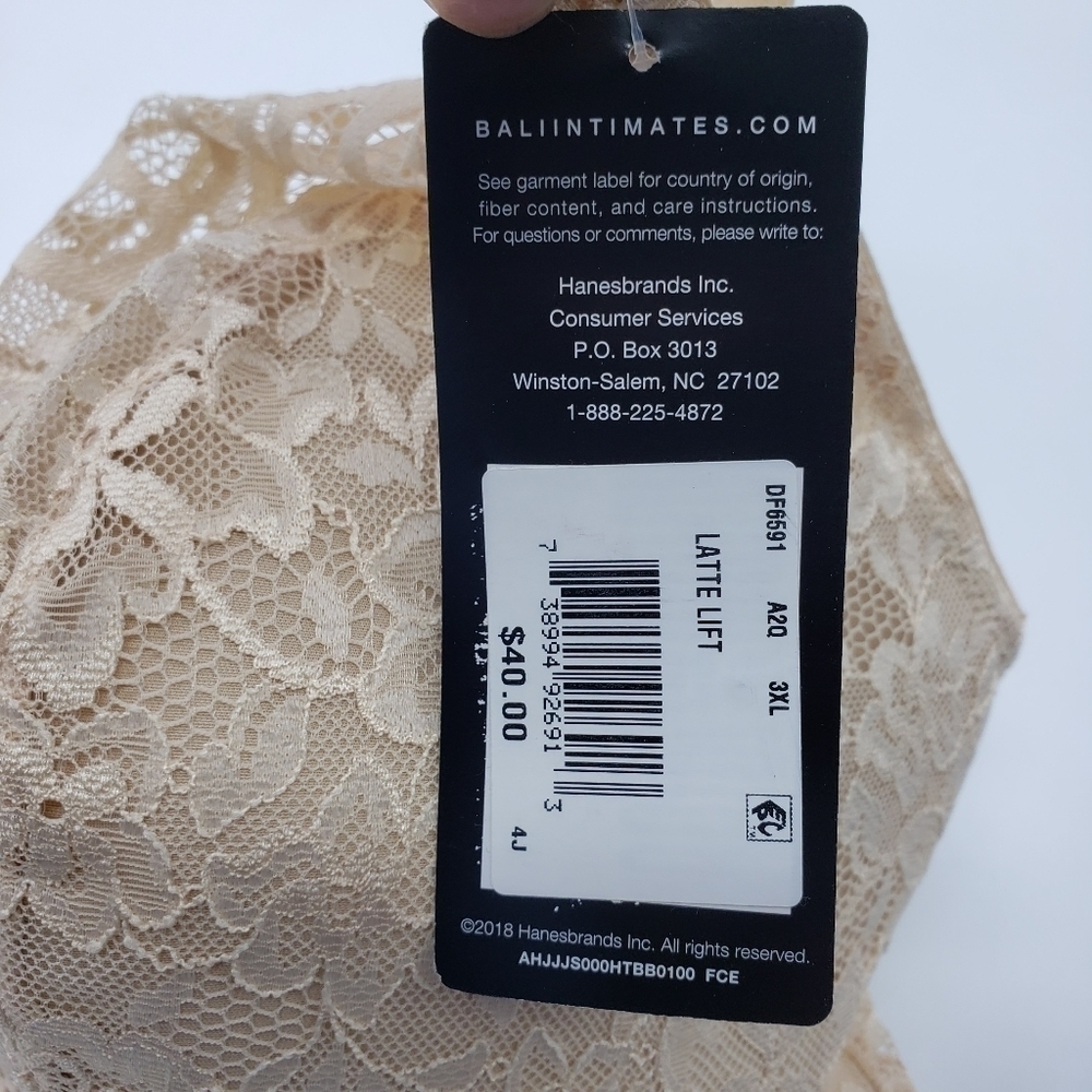 Nwt Bali women US 3XL tan bra latte lift stretch lace bralette convertible back - Picture 10 of 11